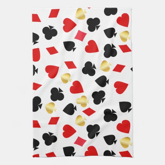 Casino Rot, Black and Gold Card Anzug Gambling Geschirrtuch (Vertikal)