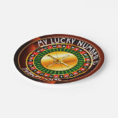 Casino Roulette Rad mit Ihrer Glückszahl Pappteller (Schrägansicht)