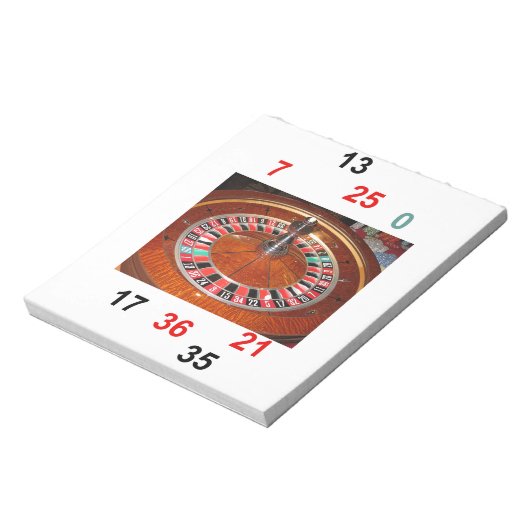 Casino Roulette Rad und Glückszahlen Notizblock (Rotiert)