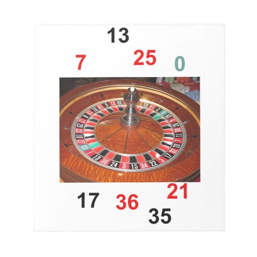 Casino Roulette Rad und Glückszahlen Notizblock (Vorderseite)