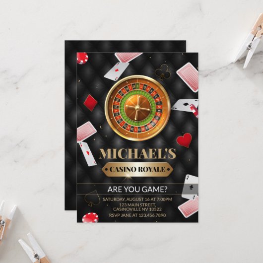 Casino Royale Einladung zum Geburtstag (Vorderseite/Rückseite Beispiel)