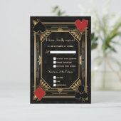 Casino Royale Gold Black Art Deco 20 RSVP Karte (Stehend Vorderseite)