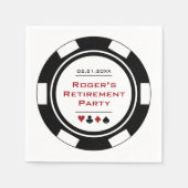 Casino Schwarz-weißer Poker Chip Rente Party Serviette (Vorderseite)