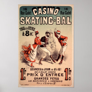 Casino Skaten Bal Tous les Soirs Vintag Französisc Poster
