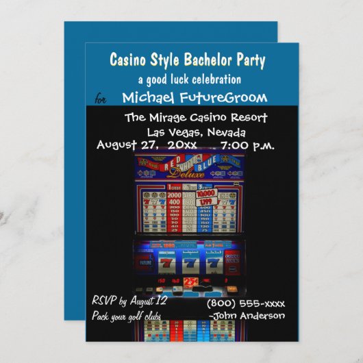 Casino Slot Maschine Bachelor Party Einladung (Vorne/Hinten)