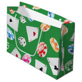 Casino, Spiele Zubehör Muster 4 Große Geschenktüte (Vorderseite Schrägansicht)