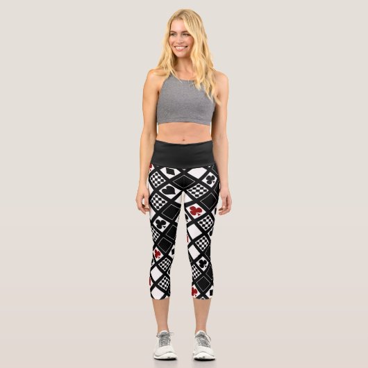 Casino Spielkarten Anzug Rodelbahn mit Aussicht Capri Leggings (Vorderseite)