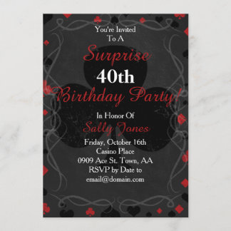 Casino-Stil Überraschung Geburtstagseinladung Einladung