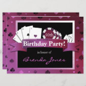 Casino-Stil Vegas laden zum Geburtstag ein Einladung (Vorne/Hinten)