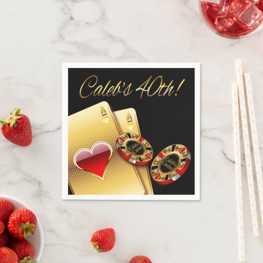 Casino Style 40. Party FRAG FÜR NAMEN IN CHIPS Serviette (Beispiel)