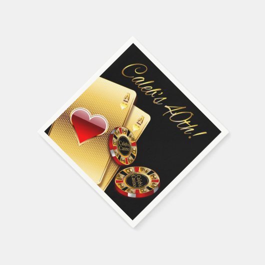 Casino Style 40. Party FRAG FÜR NAMEN IN CHIPS Serviette (Ecke)