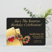 Casino Style Party FRAGTE MIR, NAMEN IN CHIPS ZU S Einladung (Stehend Vorderseite)