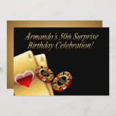 Casino Style Party FRAGTE MIR, NAMEN IN CHIPS ZU S Einladung (Vorne/Hinten)