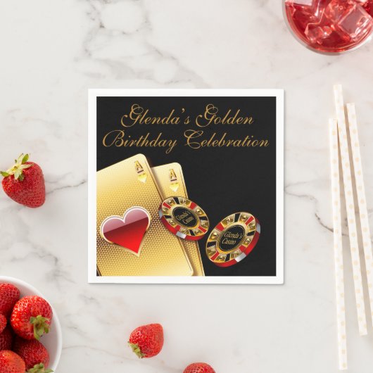 Casino Style Party FRAGTE MIR, NAMEN IN CHIPS ZU S Serviette (Beispiel)