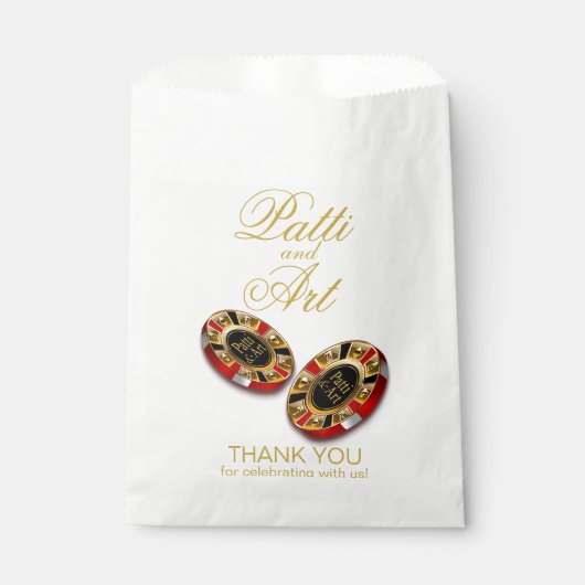 Casino Style Wedding FRAGTE MIR, NAMEN IN CHIPS ZU Geschenktütchen (Vorderseite)