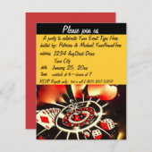 Casino Thema Schwarz und Gold Einladung (Vorne/Hinten)