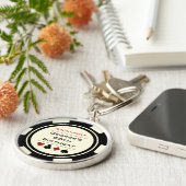 Casino Thema Schwarz-weißer Poker Schlüsselanhänger (Seite)