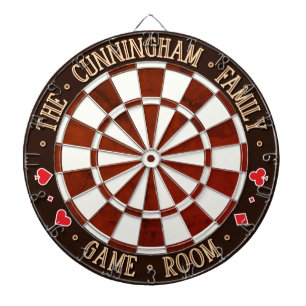 Casino-Thema SPIELZIMMER Rustikales Faux-Holz & We Dartscheibe