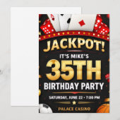 Casino Theme Birthday Invitation Card Einladung (Vorne/Hinten)
