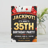 Casino Theme Birthday Invitation Card Einladung (Stehend Vorderseite)