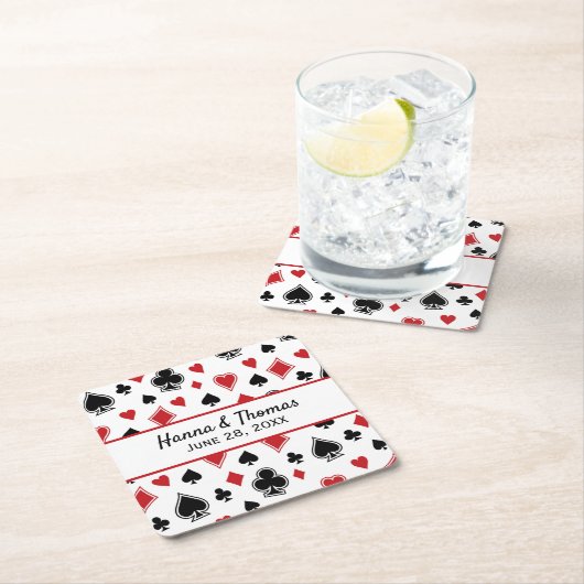 Casino Theme Las Vegas Wedding Rechteckiger Pappuntersetzer (Vor Ort)