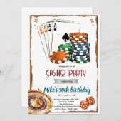 Casino theme party Invitation Einladung (Vorne/Hinten)