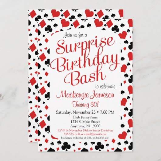 Casino Überraschung Party Einladung Poker Vegas Sp (Vorne/Hinten)