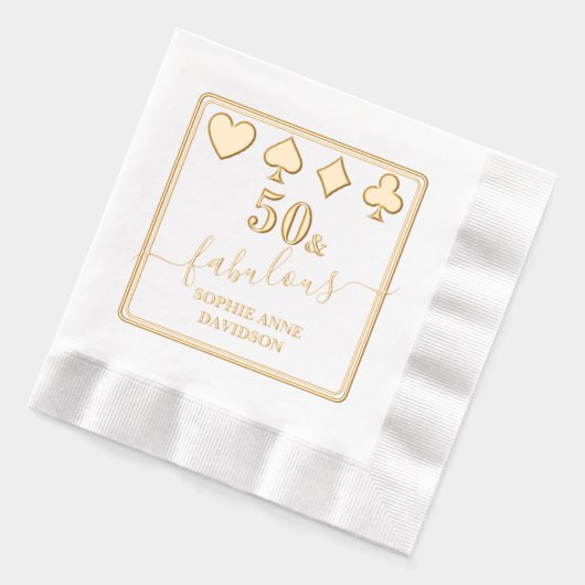 Casino Vegas Gold 50 und fabelhafte Frau Geburtsta Servietten Mit Folie (Links)