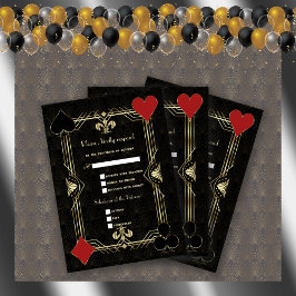 Casino Vegas Gold Black Art Deco 20 RSVP Karte