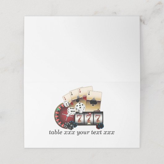 Casino, Vegas, Poker, Glücksspiel, Erwachsene Platzkarte (Außenseite Aufgefaltet)