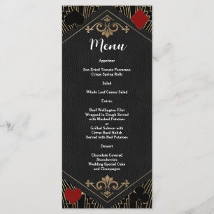 Casino Vegas Roaring 20er Gatsby Art Deco Hochzeit Menükarte