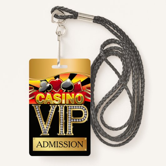 CASINO VIP Lanyard ABZEICHEN Ausweis (Vorderseite mit Schlüsselband)