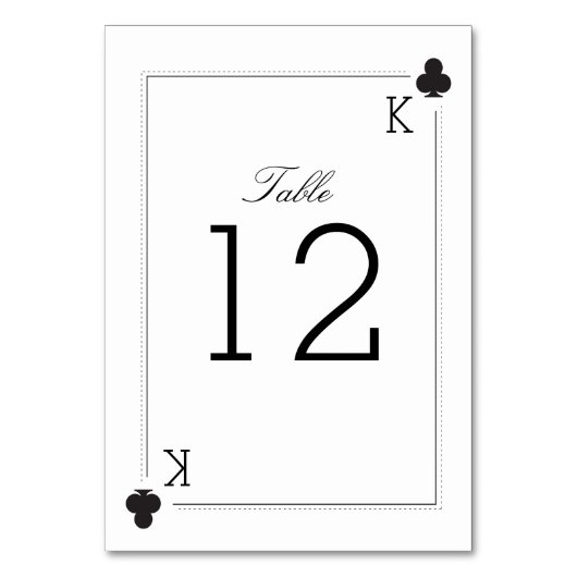 Casino Wedding Tischnummer Card - Clubs (Vorderseite)