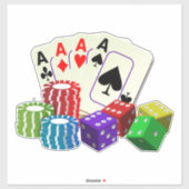 Casino-Würfel, Poker-Chips, Spielkarten Aufkleber (Blatt)