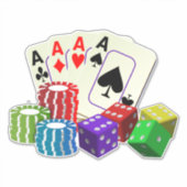 Casino-Würfel, Poker-Chips, Spielkarten Aufkleber (Vorderseite)