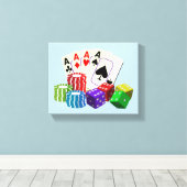 Casino-Würfel, Poker-Chips, Spielkarten Leinwanddruck (Insitu (Holzboden))