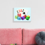 Casino-Würfel, Poker-Chips, Spielkarten Leinwanddruck (Insitu (Wohnzimmer))