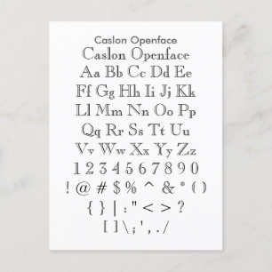 Caslon Openface - Zazzle Schriftart Sampler Sheet Postkarte