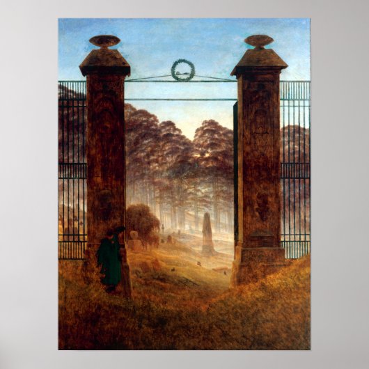 Caspar David Friedrich Der Friedhof Poster (Vorne)