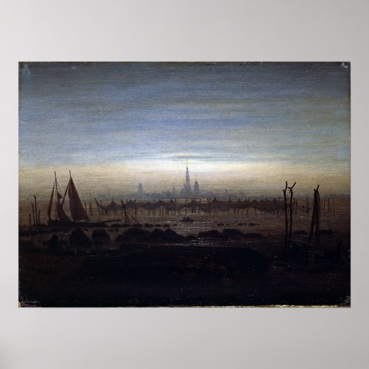 Caspar David Friedrich Greifswald im Mondlicht Poster (Vorne)