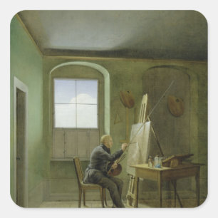 Caspar David Friedrich in seinem Studio, 1811 Quadratischer Aufkleber