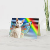 Casper Rainbow Fee | Devon Rex Cat Birthday Card Karte (Vorderseite)