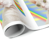 Casper White Devon Rex Cat Rainbow Strip Geschenkpapier (Rolleneckpunkt)