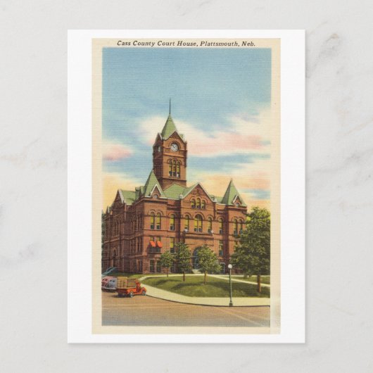 Cass Landkreis Court House, Plattsmouth, Nebraska Postkarte (Vorderseite)