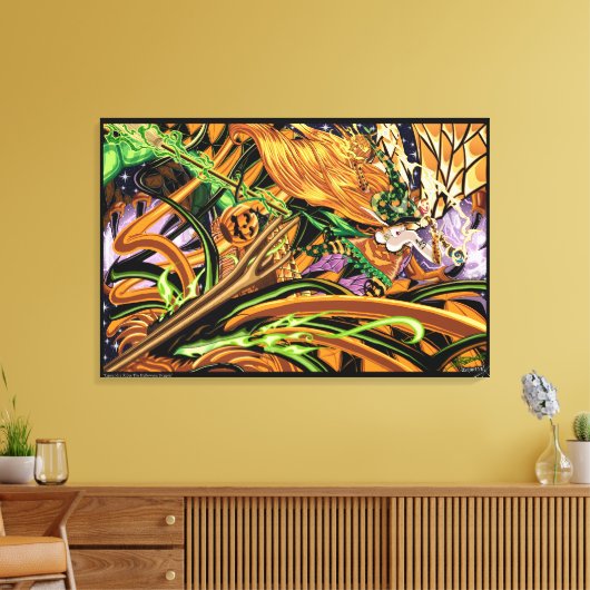 Cassandra reitet auf dem Halloween-Drachen Gestert Leinwanddruck (Insitu (Wohnzimmer))