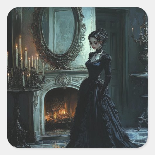 Cassandra Thinking Quadratischer Aufkleber (Vorderseite)