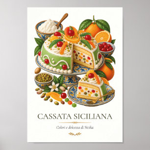 Cassata Siciliana – altes italienisches Dessert Poster