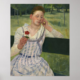 Cassatt - Frauen mit rotem Zinnia Poster