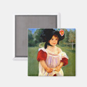 Cassatt - Frühling, Margot Stehend in einem Garten Magnet (Vorderseite/Rückseite)