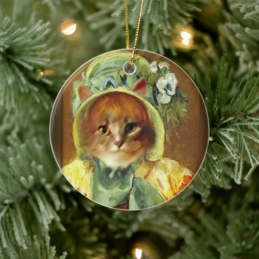 Cassatt Haube auf Kätzchen Keramik Ornament (Baum)